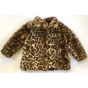 Design History Faux Fur Animal Print / Leopard Print Coat, Girls, Size 4